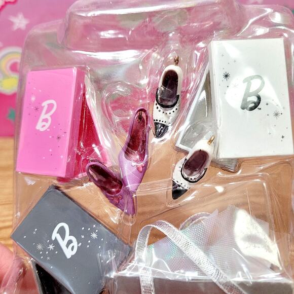 Hallmark Keepsake Barbie Step Out in Style Ornament Set 2005 Shoes Box Gift Bag - Picture 2 of 5